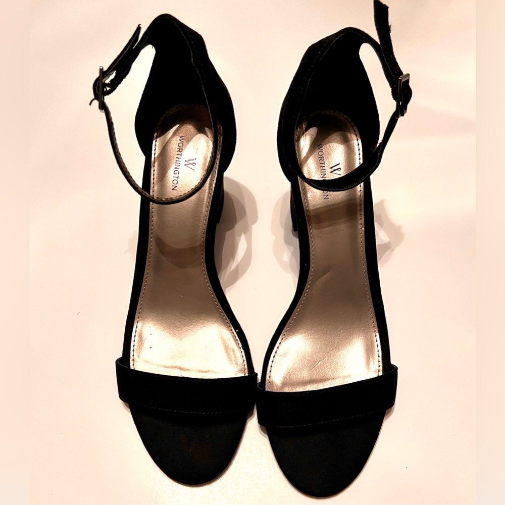 Worthington Black Open-Toe Ankle-Strap Heels